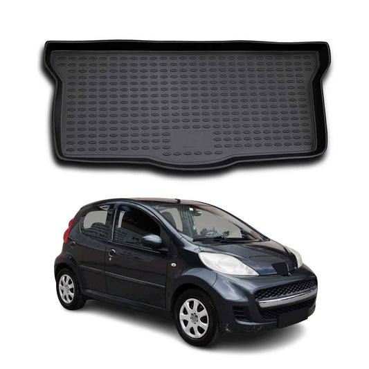 Kofferraummatte Kofferraumwanne für Peugeot 107 2005-2014 Gummi TPE Schwarz