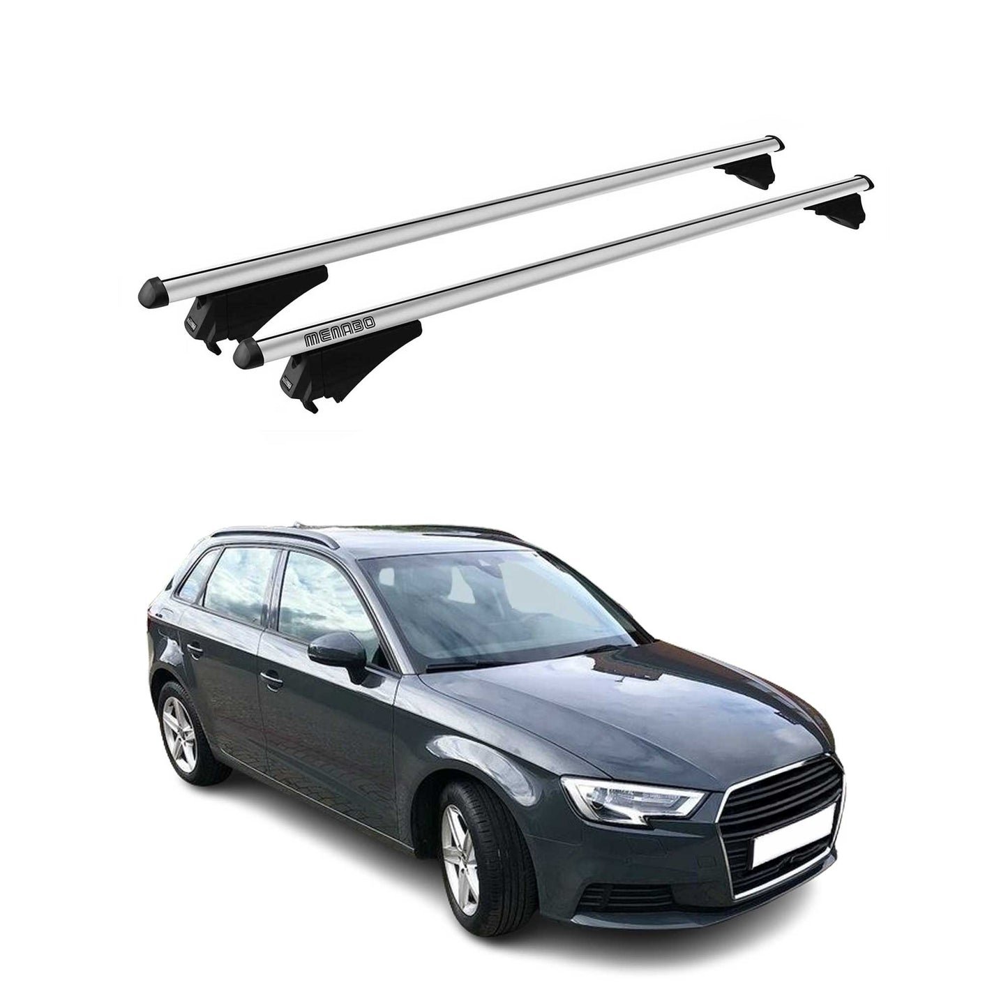 Menabo Dachträger Grundtäger für Audi A3 Sportback 2012-2020 75kg Alu Silber 2x