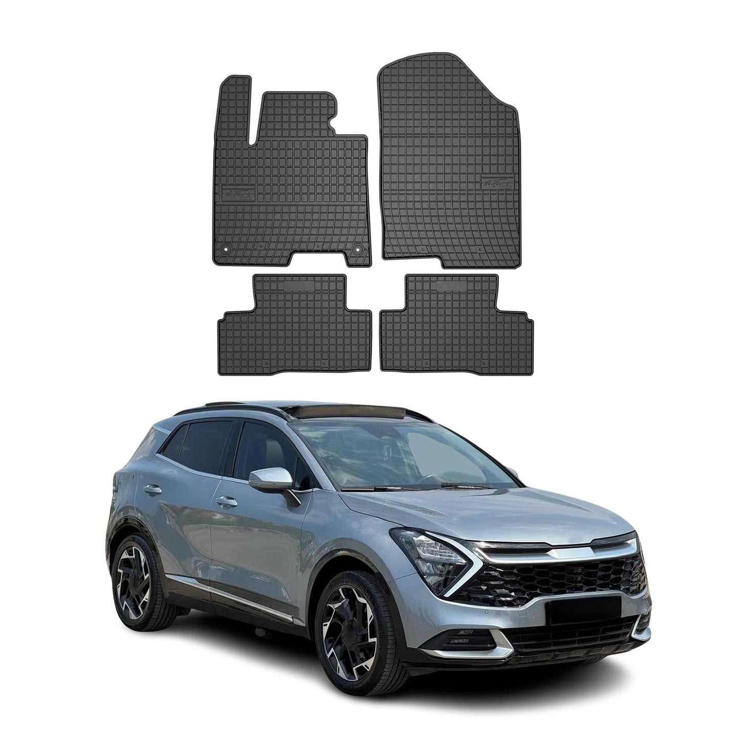 Covorașe de cauciuc Kia Sportage Hybrid 2021-2025, set de 4 piese, negru