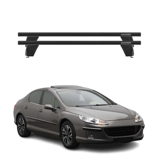 Menabo Dachträger Grundtäger für Peugeot 407 2004-2012 75kg Alu Schwarz 2 tlg