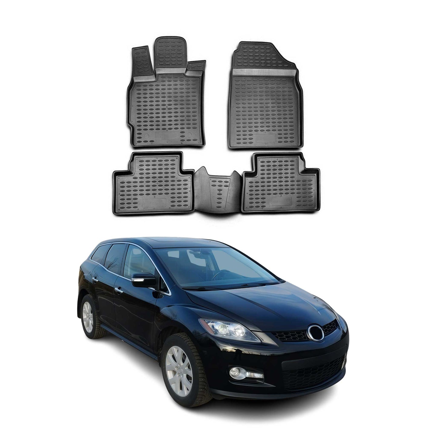 OMAC Gummimatten Fußmatten für Mazda CX-7 2006-2014 TPE Automatten Schwarz 4x