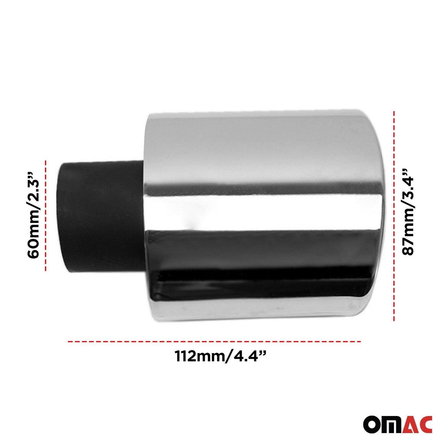 Ornament cromat pentru evacuare, piesă terminală pentru țeavă de eșapament, ieșire unică, oțel inoxidabil, 60 mm