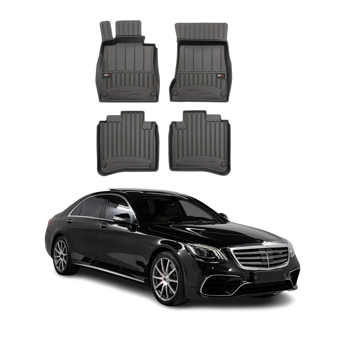 OMAC Gummi Fußmatten für Mercedes S Klasse Lang V222 X222 2014-2020 Premium 4x