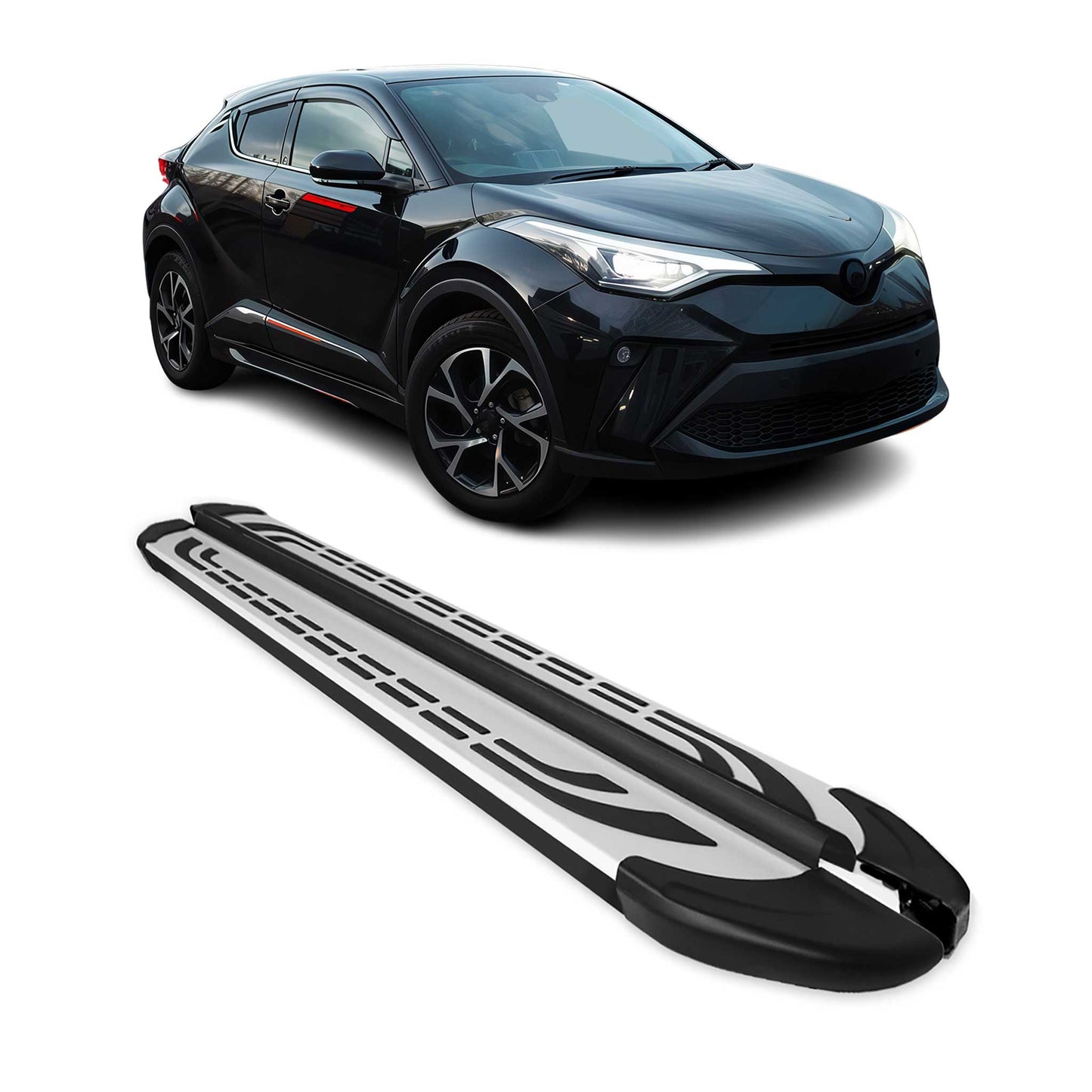 Trittbretter Seitenschweller Seitenbretter für Toyota C-HR 2016-2021 Alu Schwarz