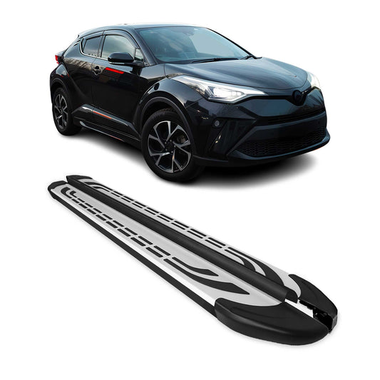Trittbretter Seitenschweller Seitenbretter für Toyota C-HR 2016-2021 Alu Schwarz