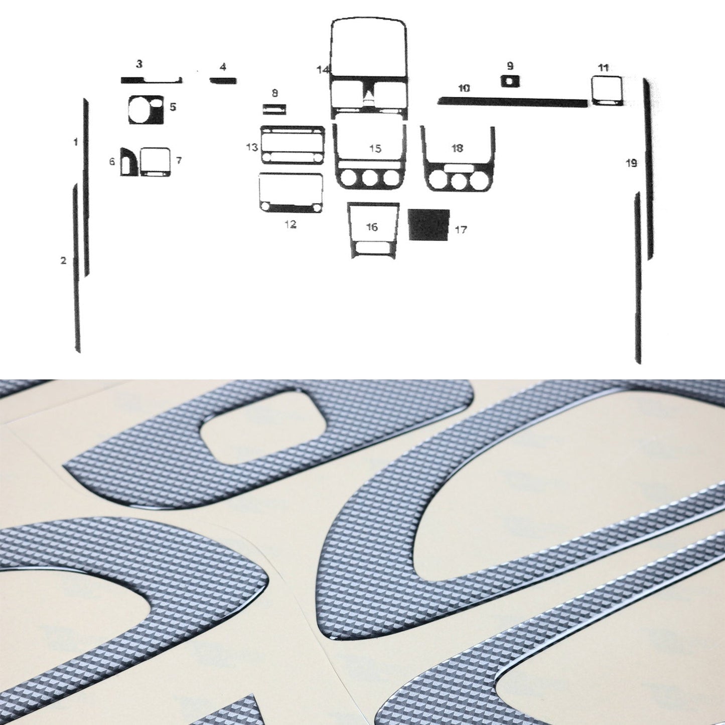Innenraum Dekor Cockpit für VW Golf 2003-2008 Carbon Optik 19tlg