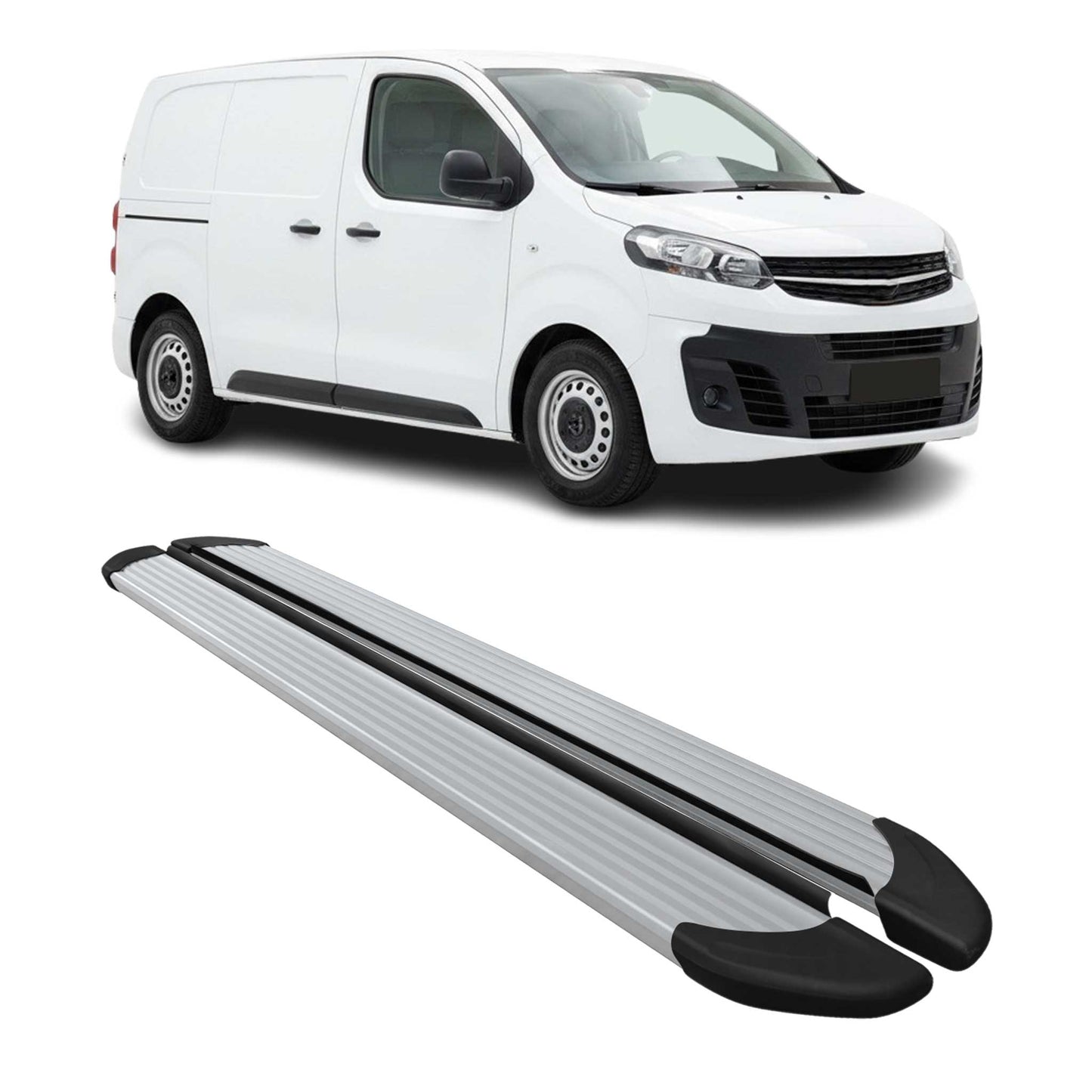 Seitenschweller Trittbretter Schweller für Opel Vivaro C 2019-2025 L1 Alu Grau