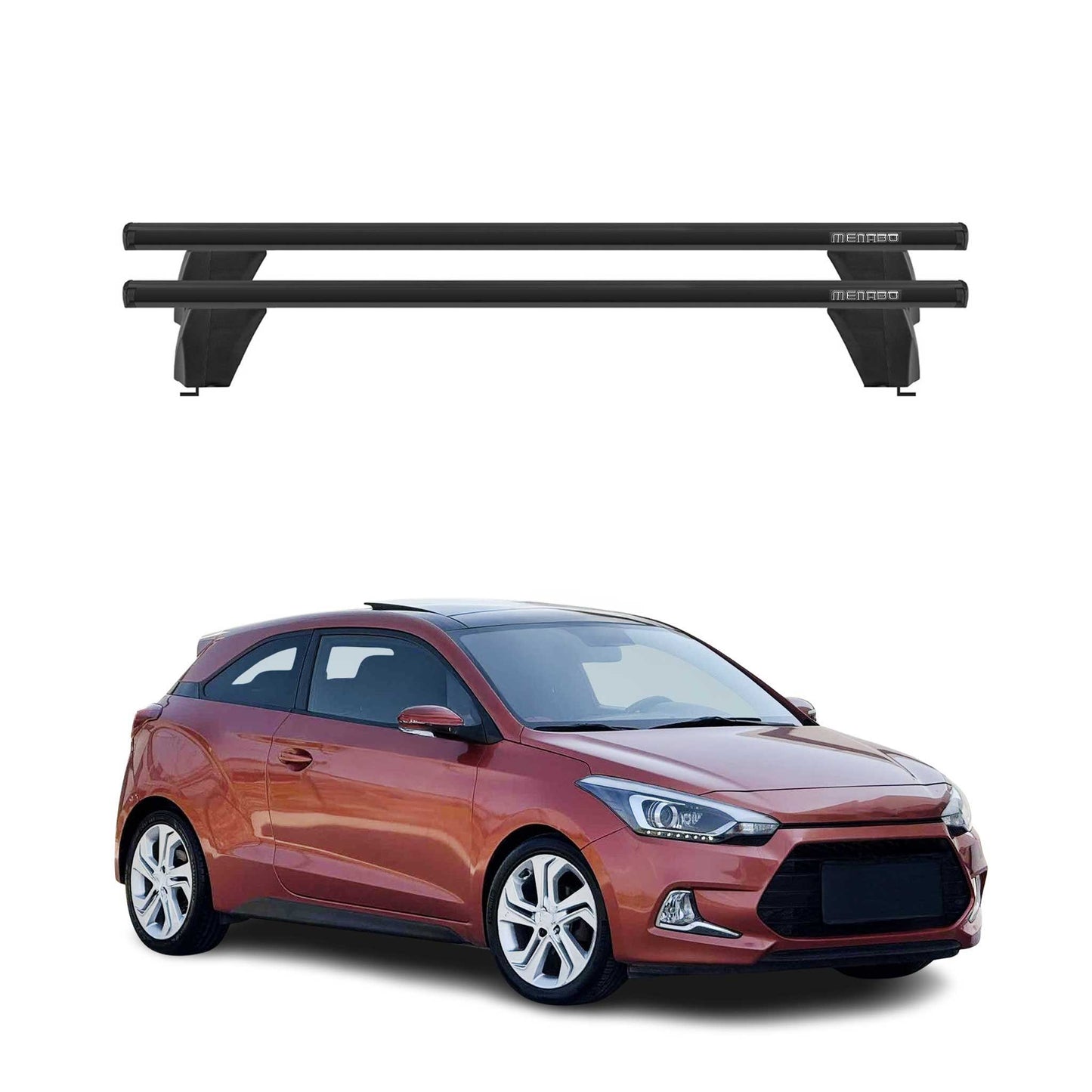 Bagażnik dachowy Menabo do Hyundai i20 Coupé 2015-2020 75kg aluminium czarny 2x