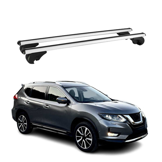 Portbagaj de plafon pentru Nissan X-Trail 2013-2021 75kg aluminiu argintiu 2 buc