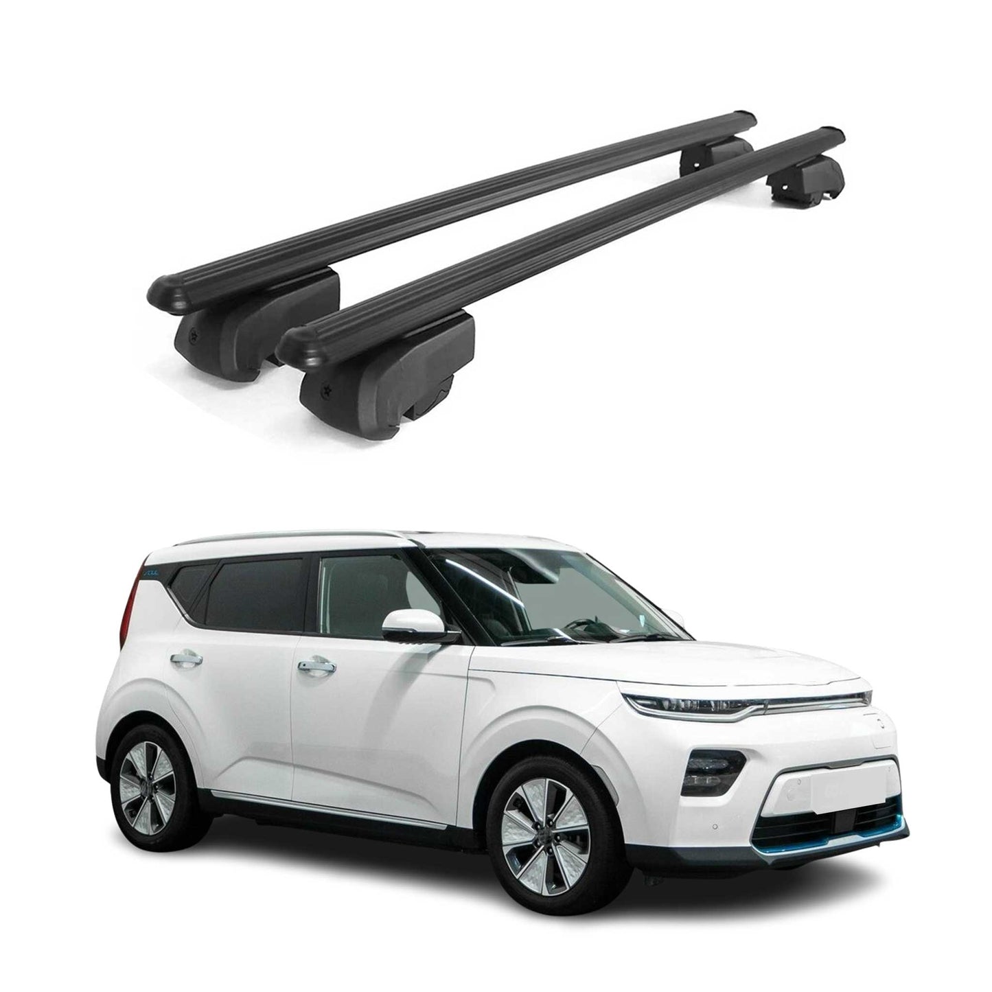 Portbagaj de plafon pentru Kia Soul EV 2020-2023, aluminiu, negru, omologat ABE, 2x