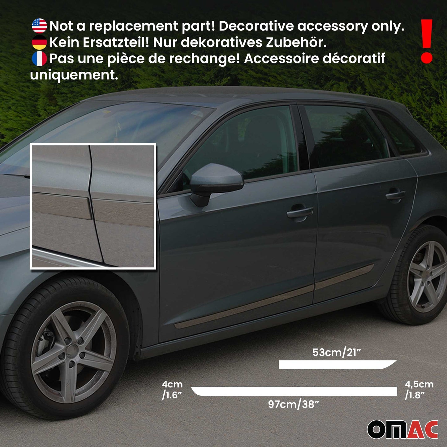 Bandă de protecție ușă, bandă laterală ușă pentru VW Sharan 2010-2025, oțel cromat, închis la culoare, 4x