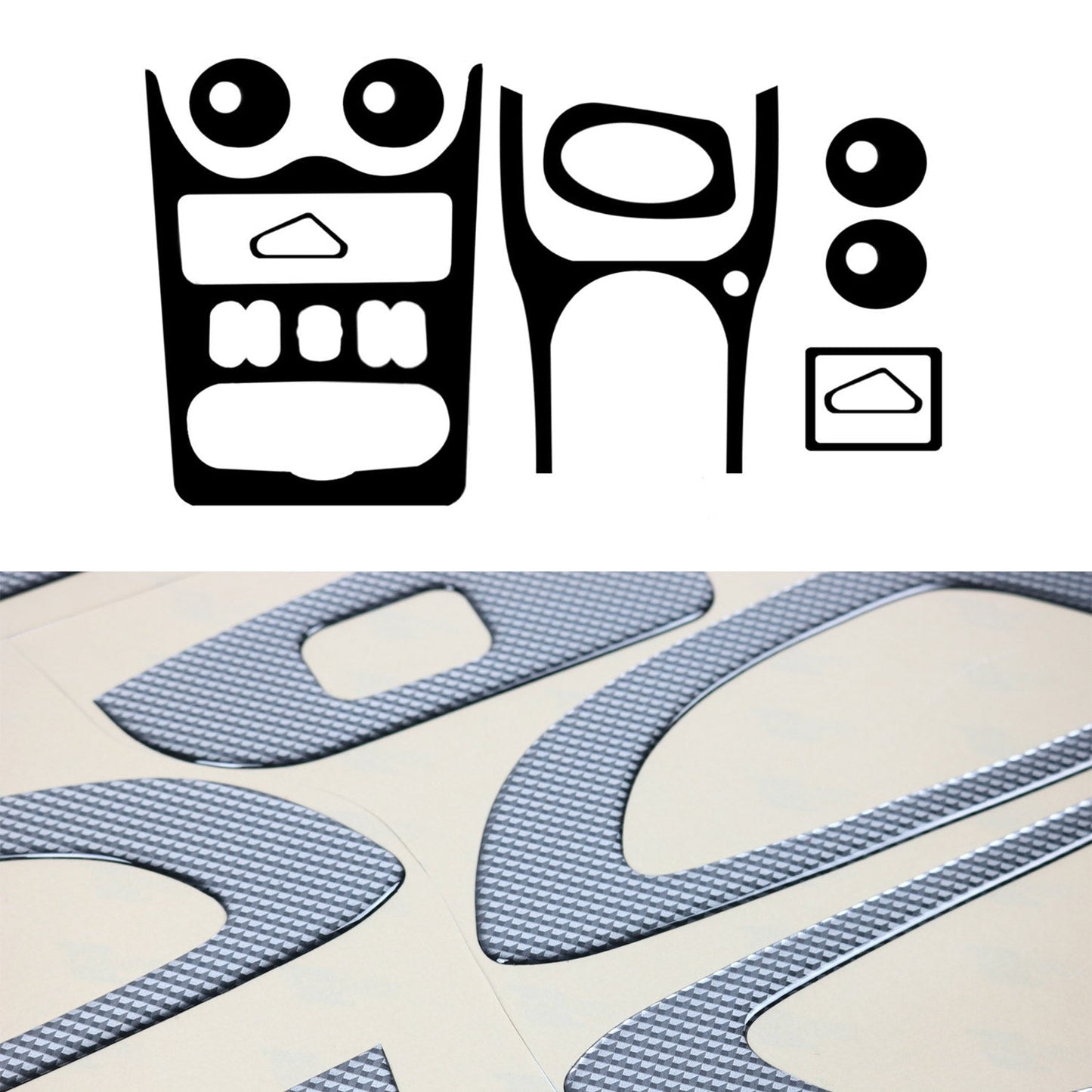 Ornamente interioare cockpit pentru Dacia Sandero 2008-2012, aspect carbon, 18 piese