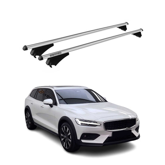 Menabo Dachträger für Volvo V60 Cross Country 2015-2018 75kg Alu Silber 2x