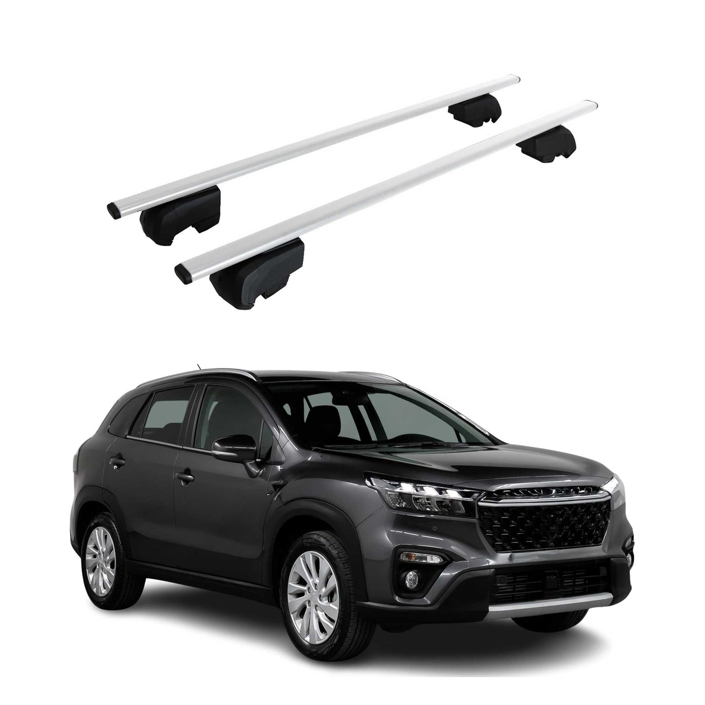 Dachträger Gepäckträger für Suzuki SX4 S-Cross 2021-2023 ABE Metall Silber 2x