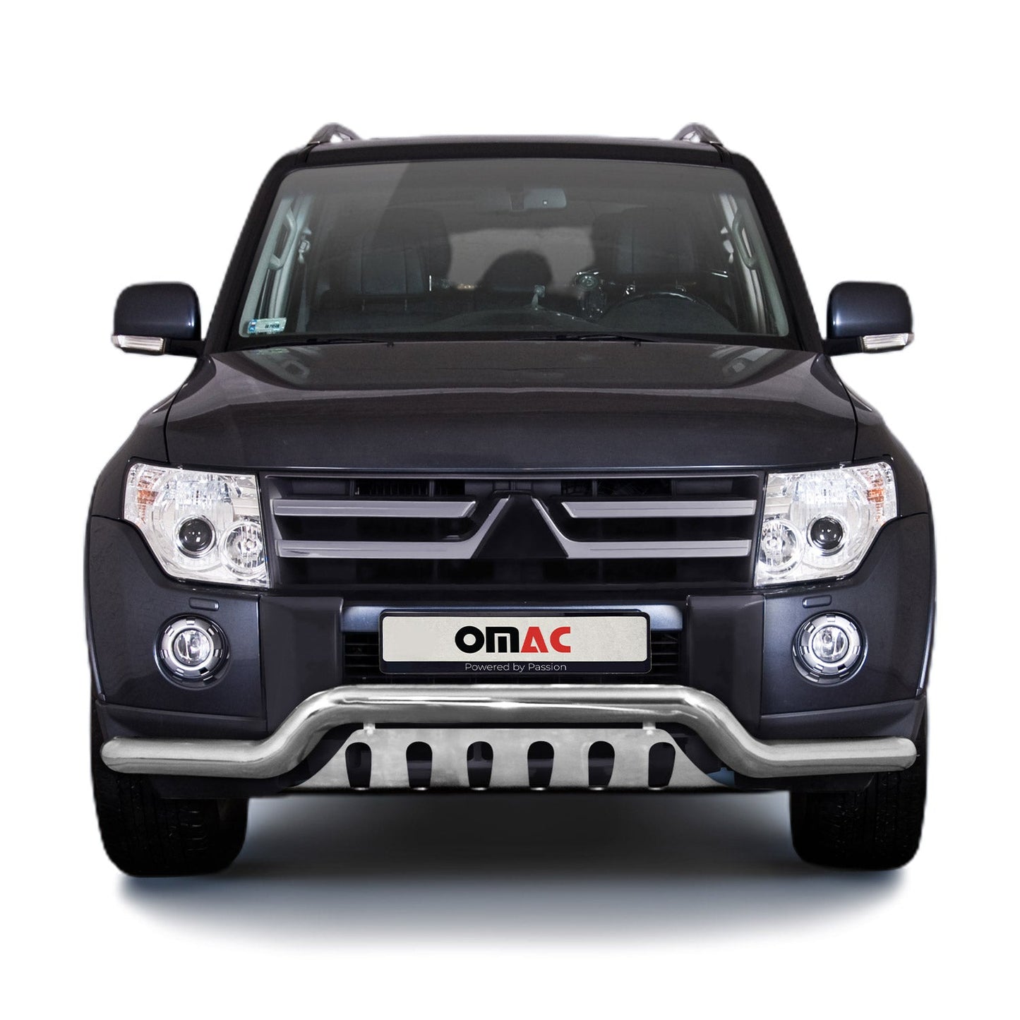 Bară de protecție/buton față pentru Mitsubishi Pajero 2007-2014, oțel inoxidabil, omologată ABE, argintiu
