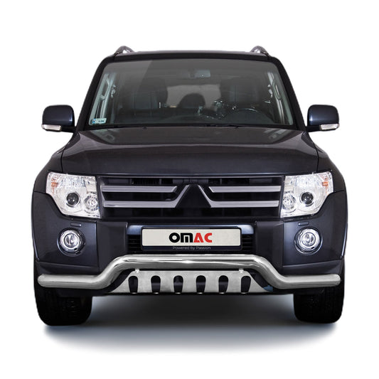 Bară de protecție/buton față pentru Mitsubishi Pajero 2007-2014, oțel inoxidabil, omologată ABE, argintiu