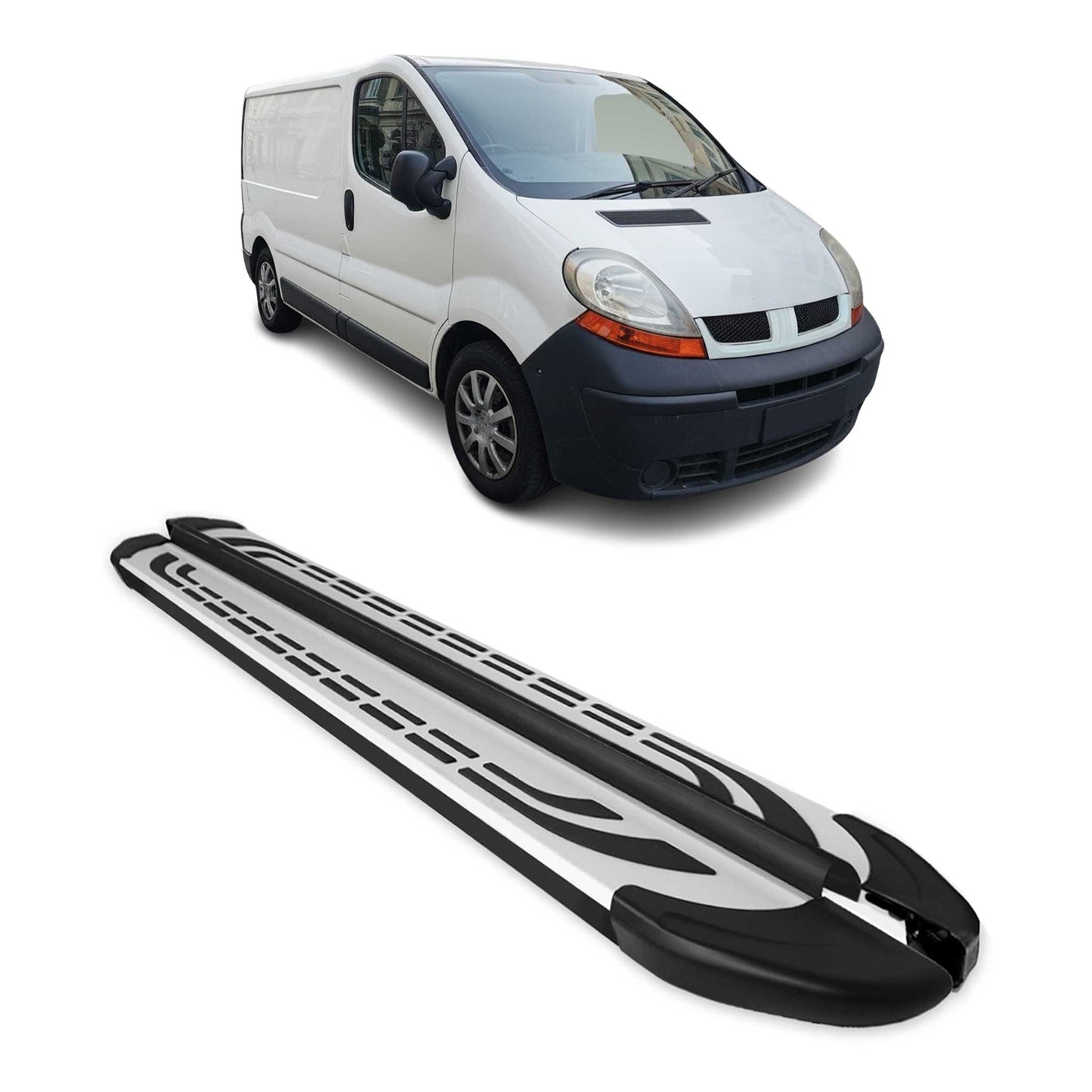 Trittbretter Schweller Seitenbretter für Opel Vivaro 2001-2014 L1 Schwarz Alu