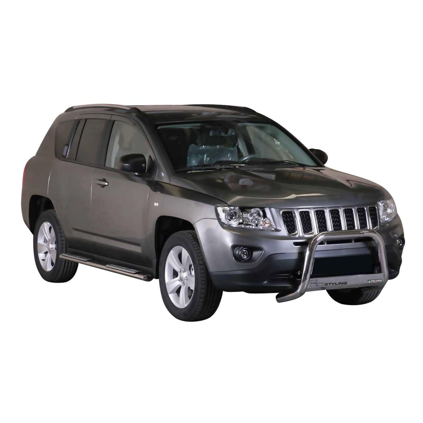 Bară de protecție/buton față pentru Jeep Compass 2011-2016 ø63mm oțel argintiu protecție