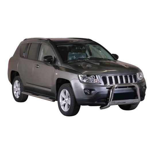 Bară de protecție/buton față pentru Jeep Compass 2011-2016 ø63mm oțel argintiu protecție