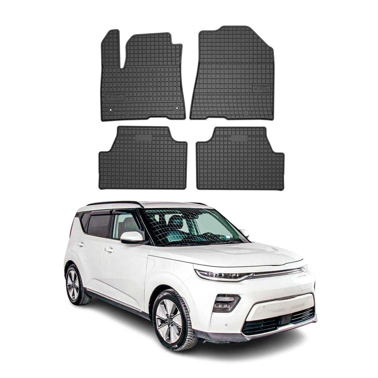 Covorașe de cauciuc Kia e-Soul 2019-2025, set de 4 piese, negru