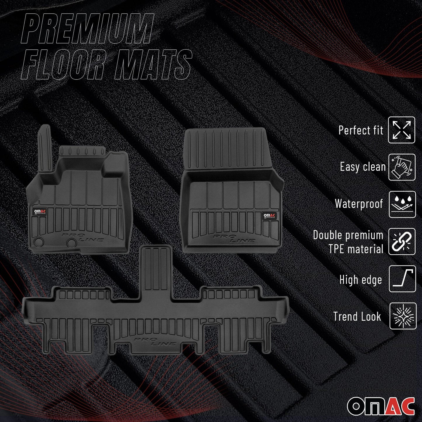 OMAC Gummi Fußmatten für Renault Espace 2002-2014 Premium TPE Automatten 3tlg