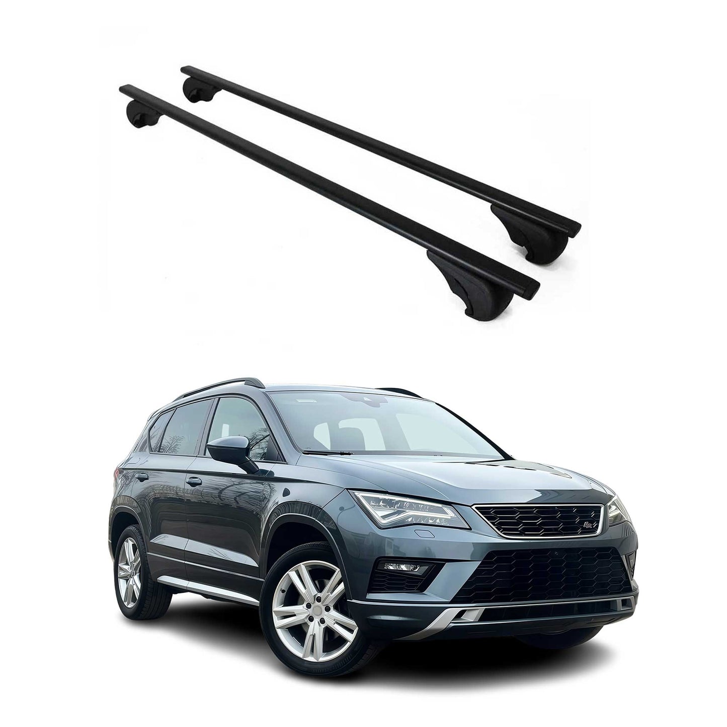 Portbagaj de plafon pentru Seat Ateca 2016-2025 75kg, negru metalic, 2 buc.
