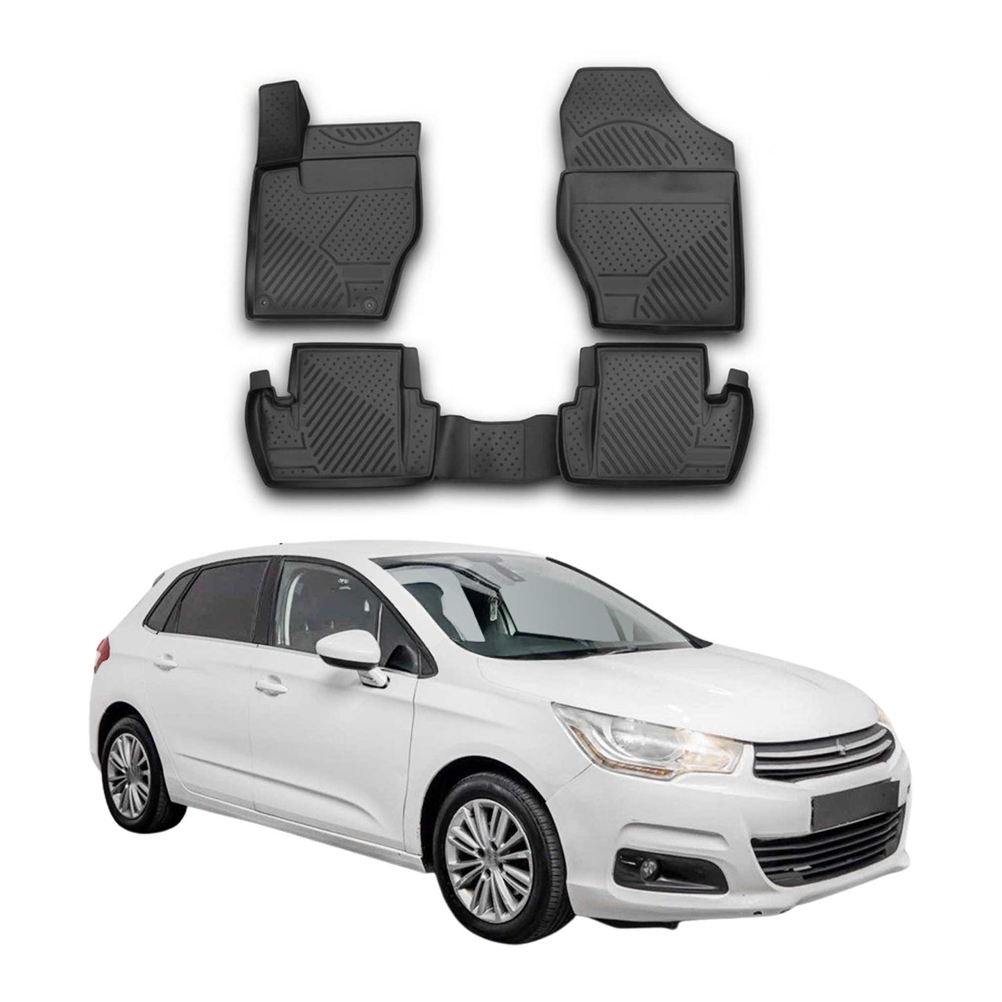 OMAC Gummimatten Fußmatten für Citroen C4 2011-2020 TPE Automatten Schwarz 4x