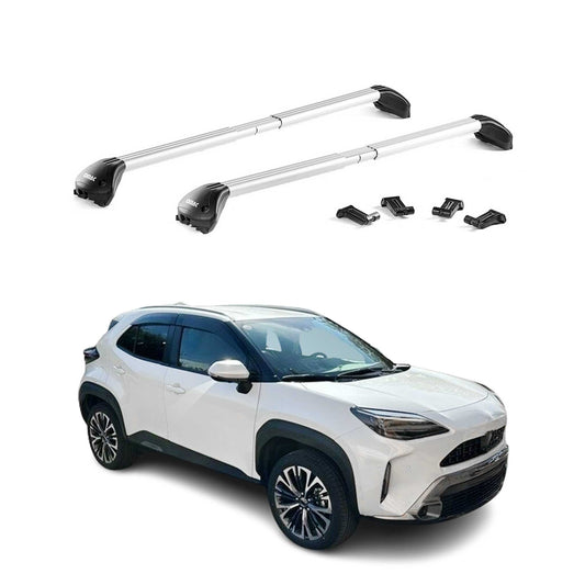 Portbagaj de plafon pentru Toyota Yaris Cross 2020-2025 100kg aluminiu argintiu 2x ABE