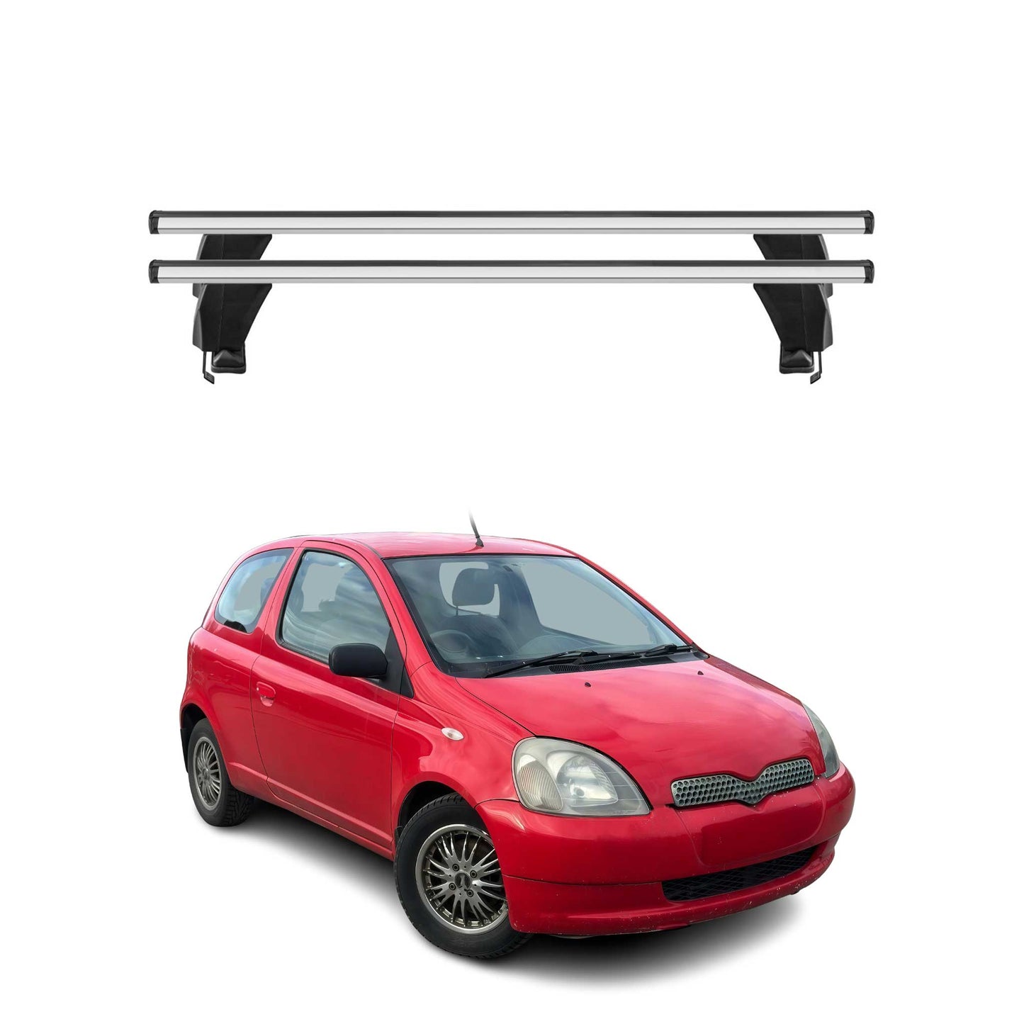 Menabo Dachträger Grundtäger für Toyota Yaris 1999-2005 50kg Alu Silber 2 tlg