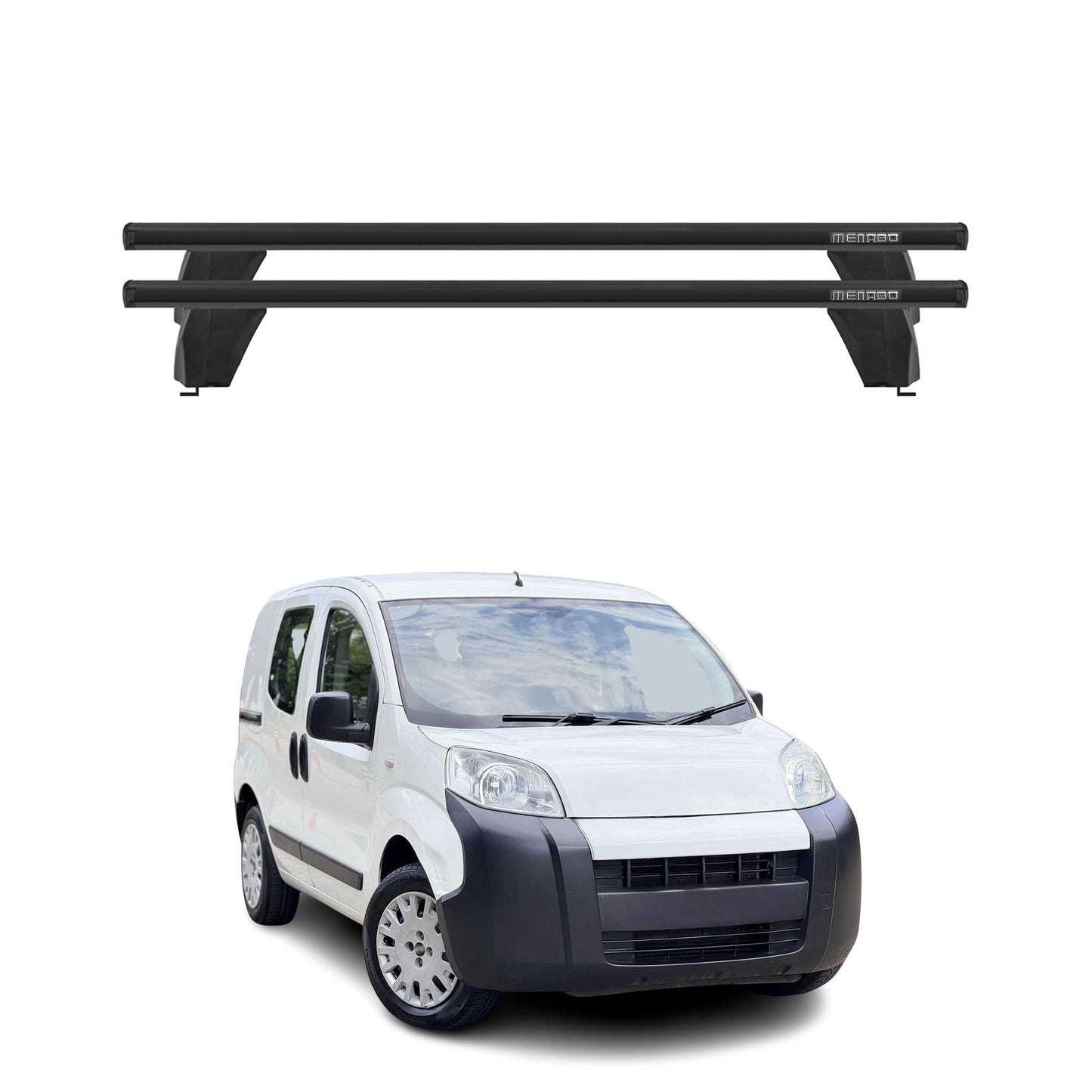 Menabo Dachträger Grundtäger für Citroen Nemo 2008-2017 75kg Alu Schwarz 2tlg