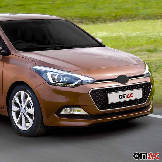 Benzi decorative grilă auto pentru Hyundai i20 2015-2019, oțel inoxidabil, argintiu, 2 bucăți