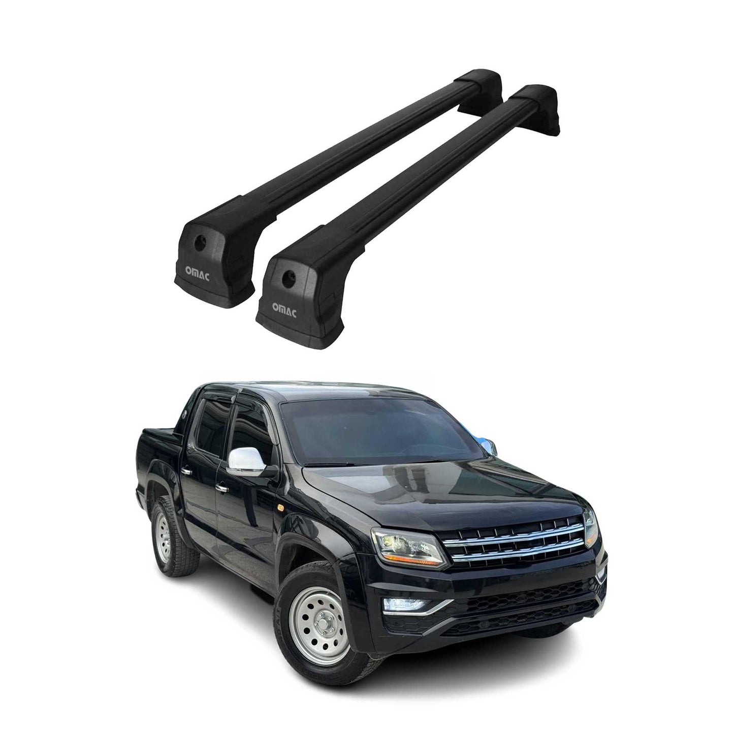 Portbagaj de plafon pentru VW Amarok mk1 2010-2022 75kg aluminiu negru 2 buc