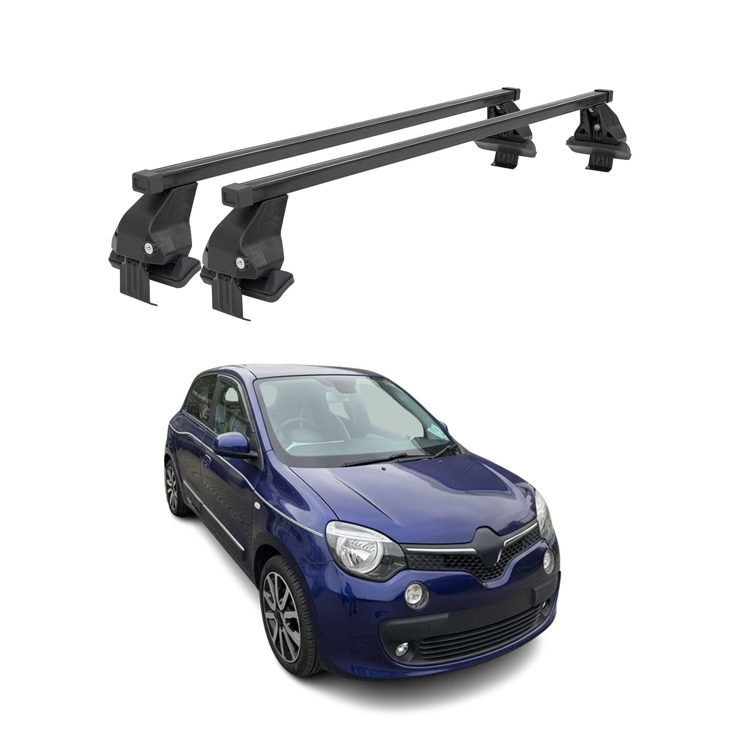 Menabo Dachträger für Renault Twingo mk3 2014-2019 Pre-FL 50kg Stahl Schwarz 2x