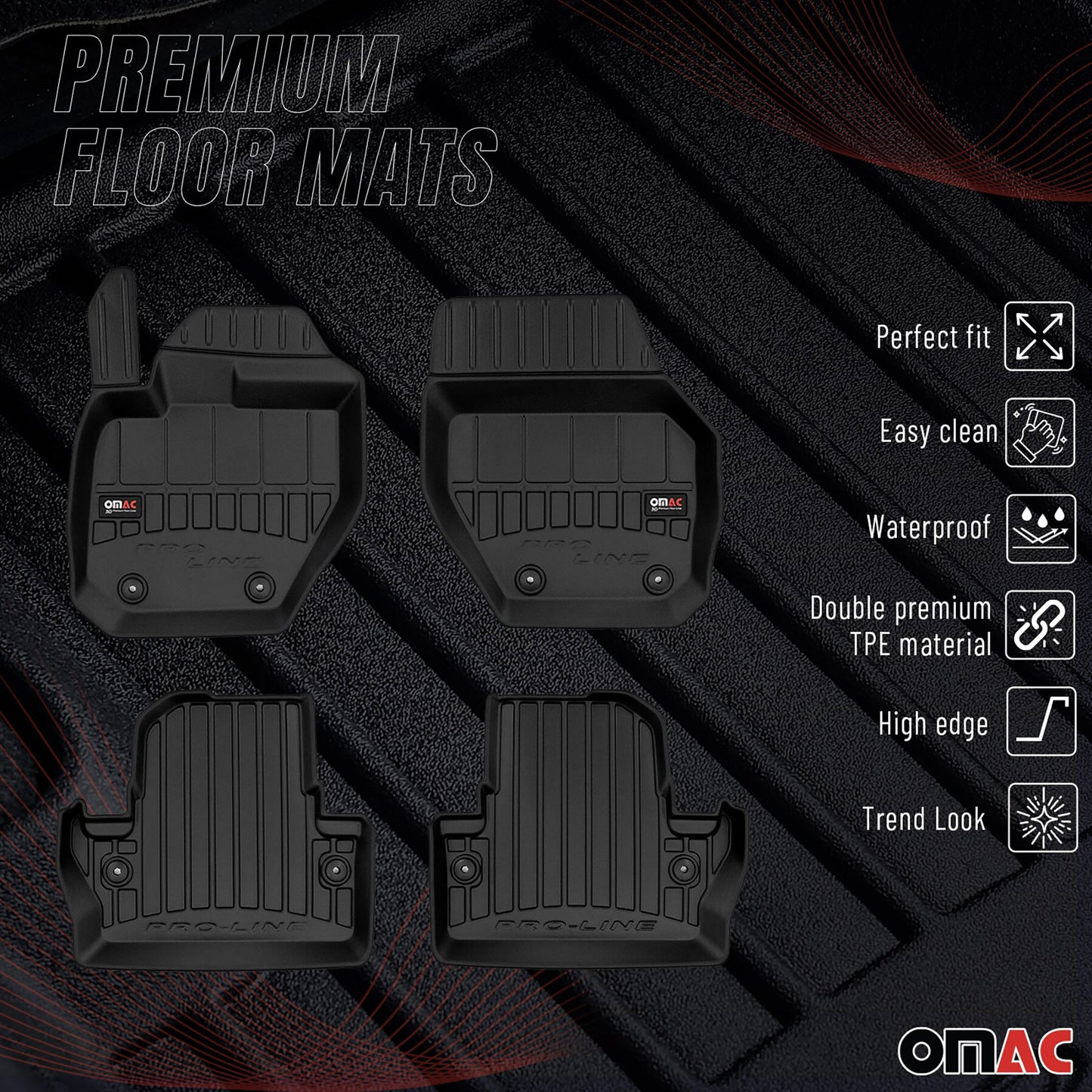 Covorașe auto Volvo V60 Cross Country 2014-2018, TPE, negre, 4 buc.