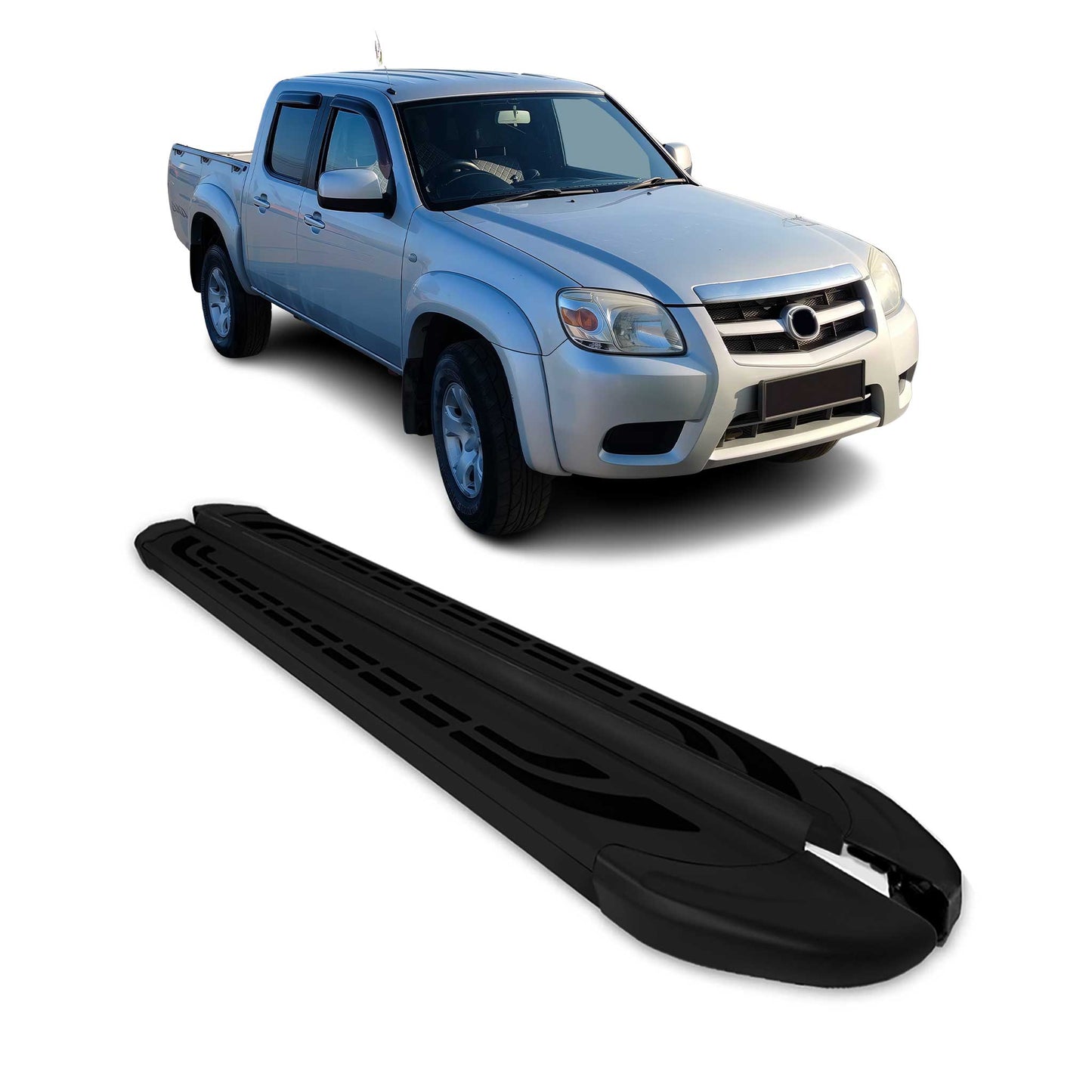 Trittbretter Seitenschweller für Mazda BT-50 DoubleCab 2007-2012 Alu Schwarz