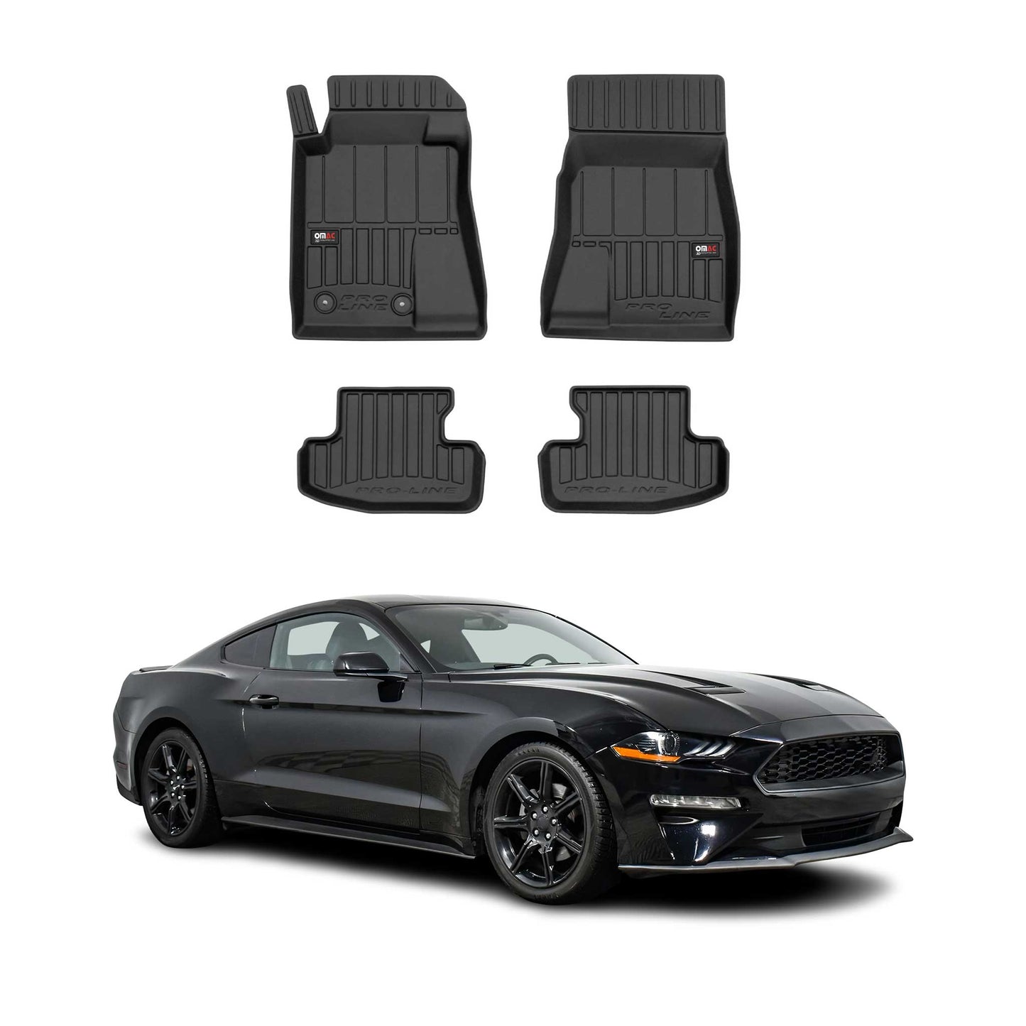 2015-2025 Ford Mustang Coupe Fußmatten TPE Schwarz 4 tlg