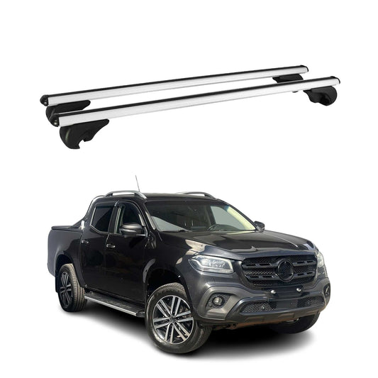 Portbagaj de plafon pentru Mercedes X-Class 470 2017-2020 75kg aluminiu argintiu 2 piese