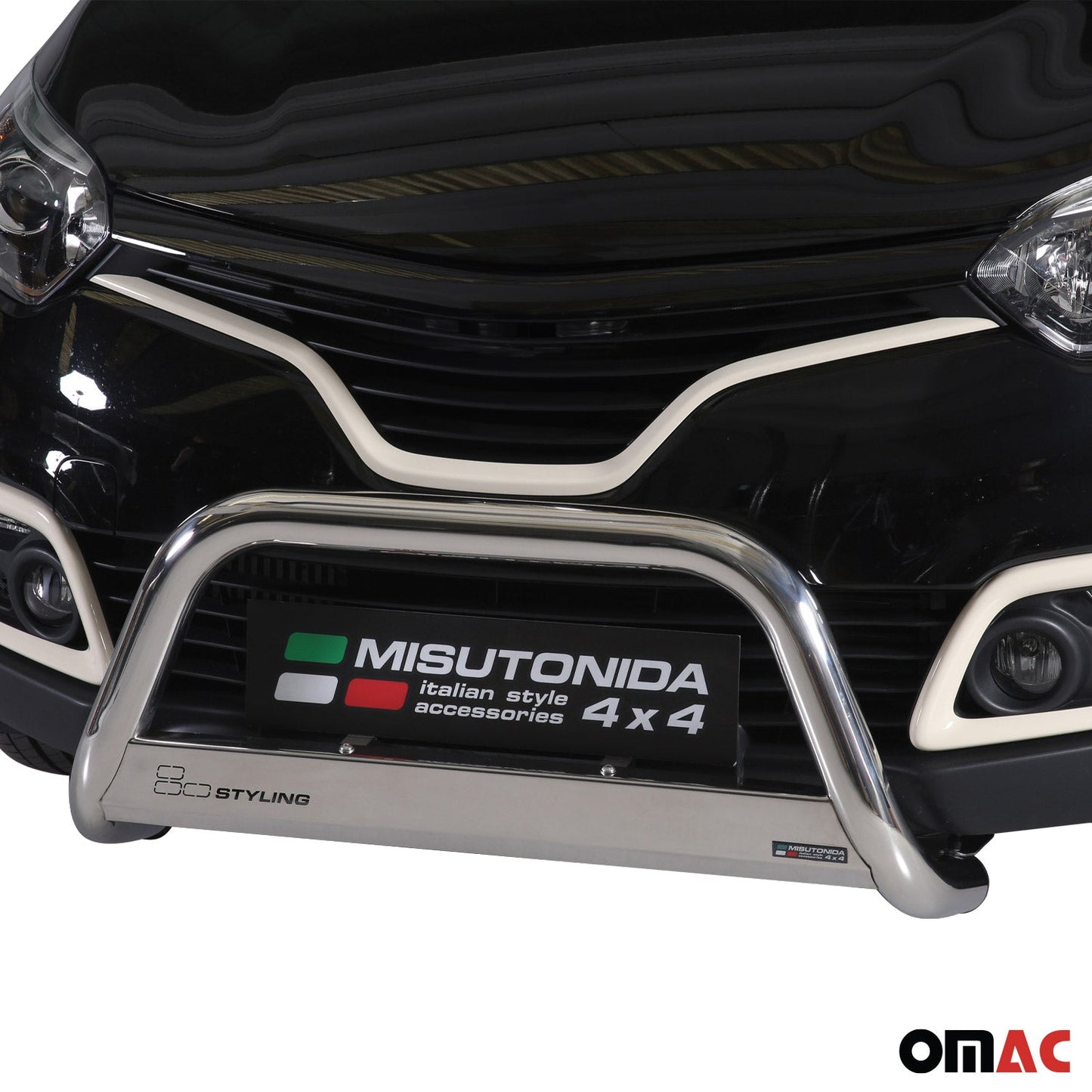 Bară de protecție/buton față pentru Renault Captur 2013-2017, ø63mm, oțel, argintiu