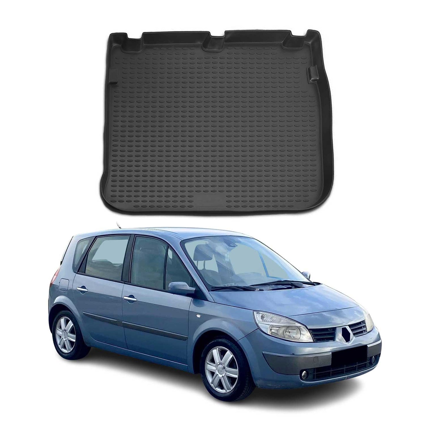Kofferraummatte Kofferraumwanne für Renault Scenic 2003-2010 Gummi TPE Schwarz