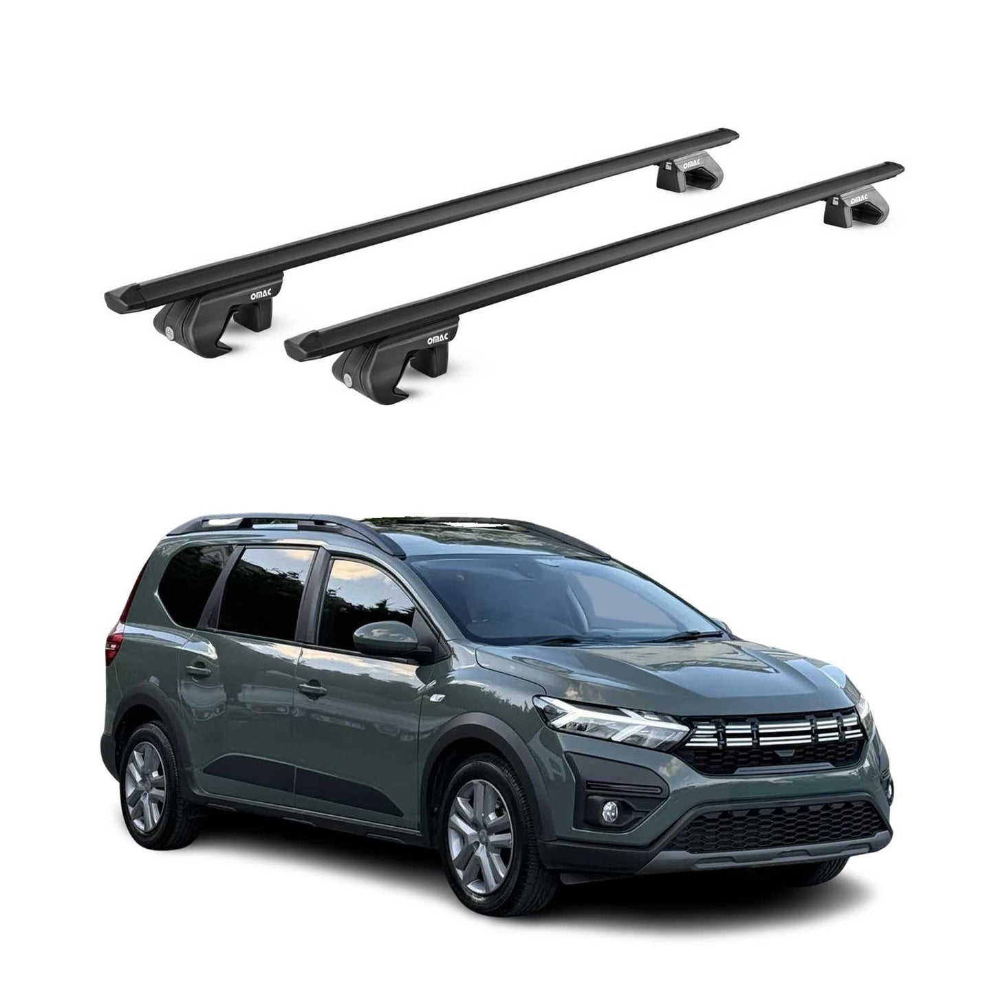 Portbagaj de plafon pentru Dacia Jogger 2022-2025 90kg aluminiu negru 2 piese ABE
