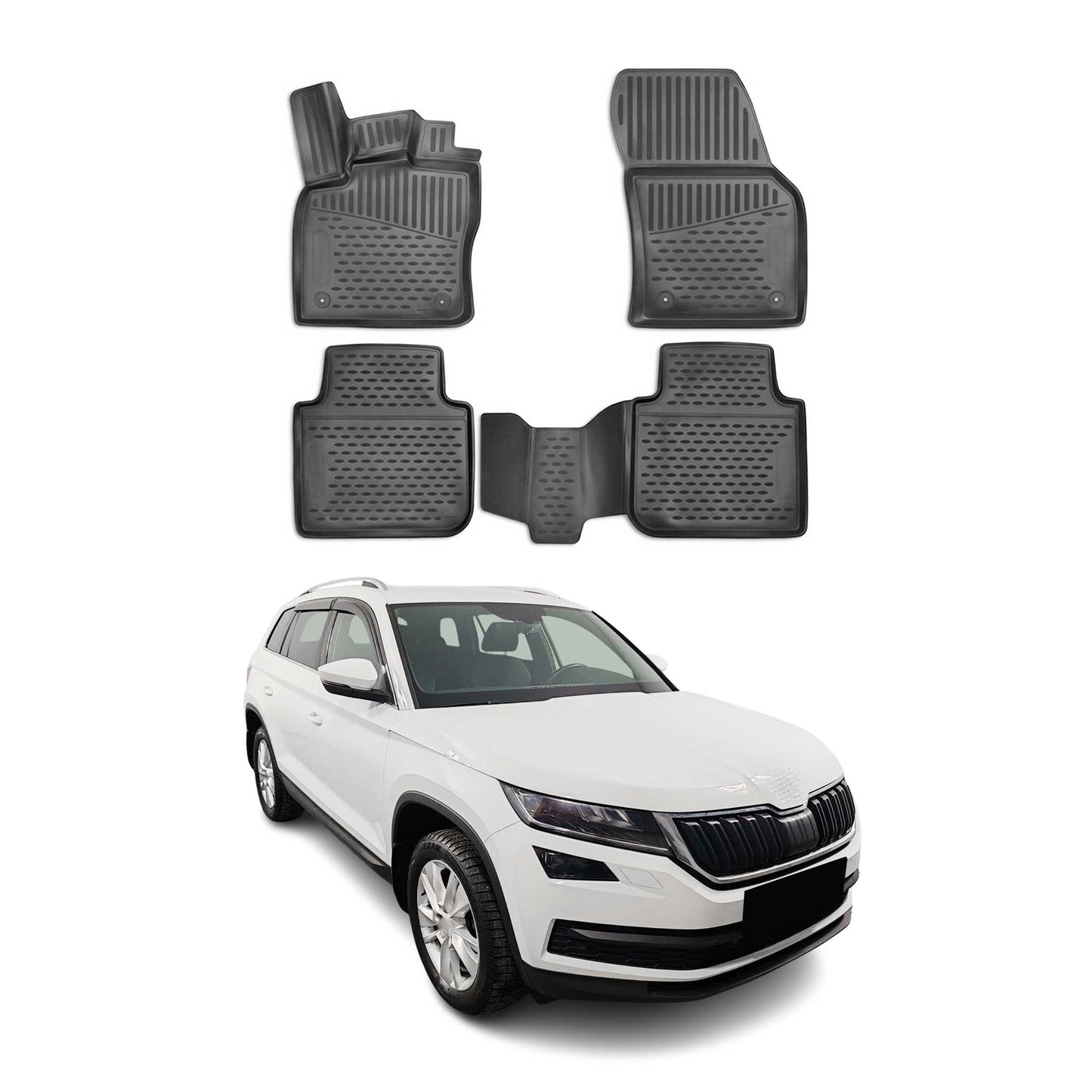 2016-2021 Skoda Kodiaq Fußmatten TPE Schwarz 4 tlg