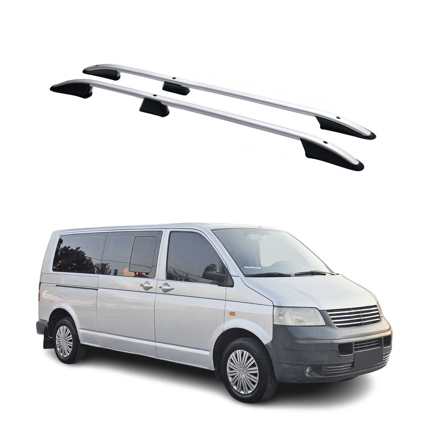 Dachreling Dachträger für VW Multivan T5 Caravelle 2003-2015 L2 Langer Alu Grau