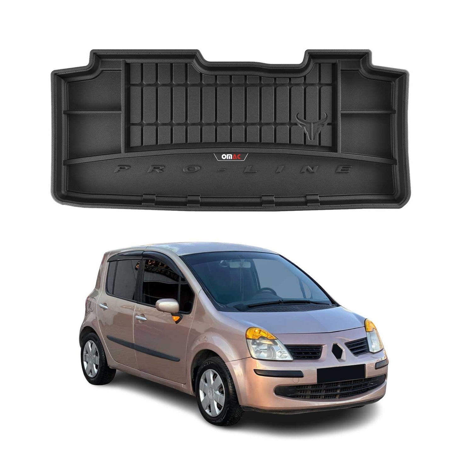 OMAC Gummi Kofferraumwanne für Renault Modus 2004-2012 TPE Laderaumwanne Schwarz