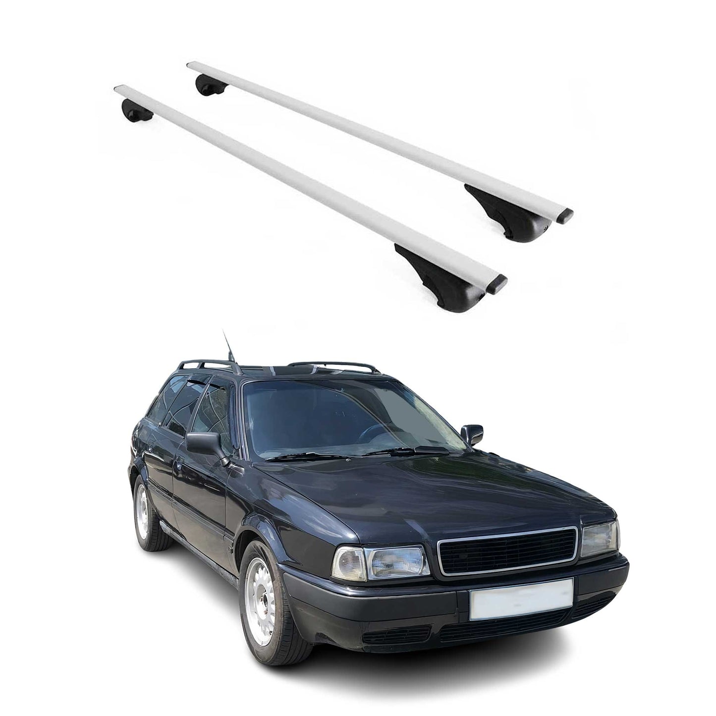 Dachträger Grundtäger für Audi 80 Avant 1992-1995 75kg Metall Silber 2 tlg
