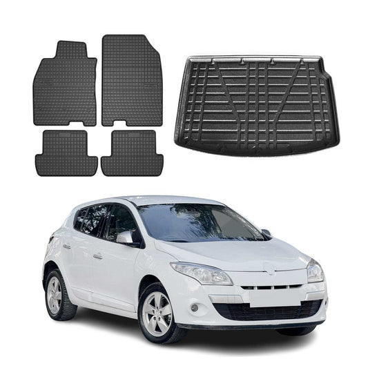 Set covorașe și portbagaj pentru Renault Megane Coupe 2009-2016, cauciuc, 5x