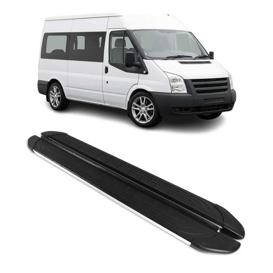 Seitenschweller für Ford Transit 2006-2014 L2 Mitte Aluminium Schwarz Silber