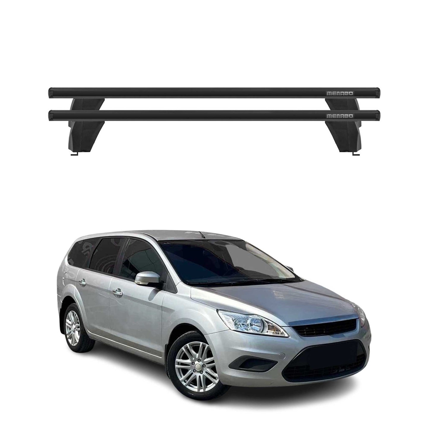 Menabo Dachträger Grundtäger für Ford Focus Turnier 2004-2011 75kg Alu Schwarz