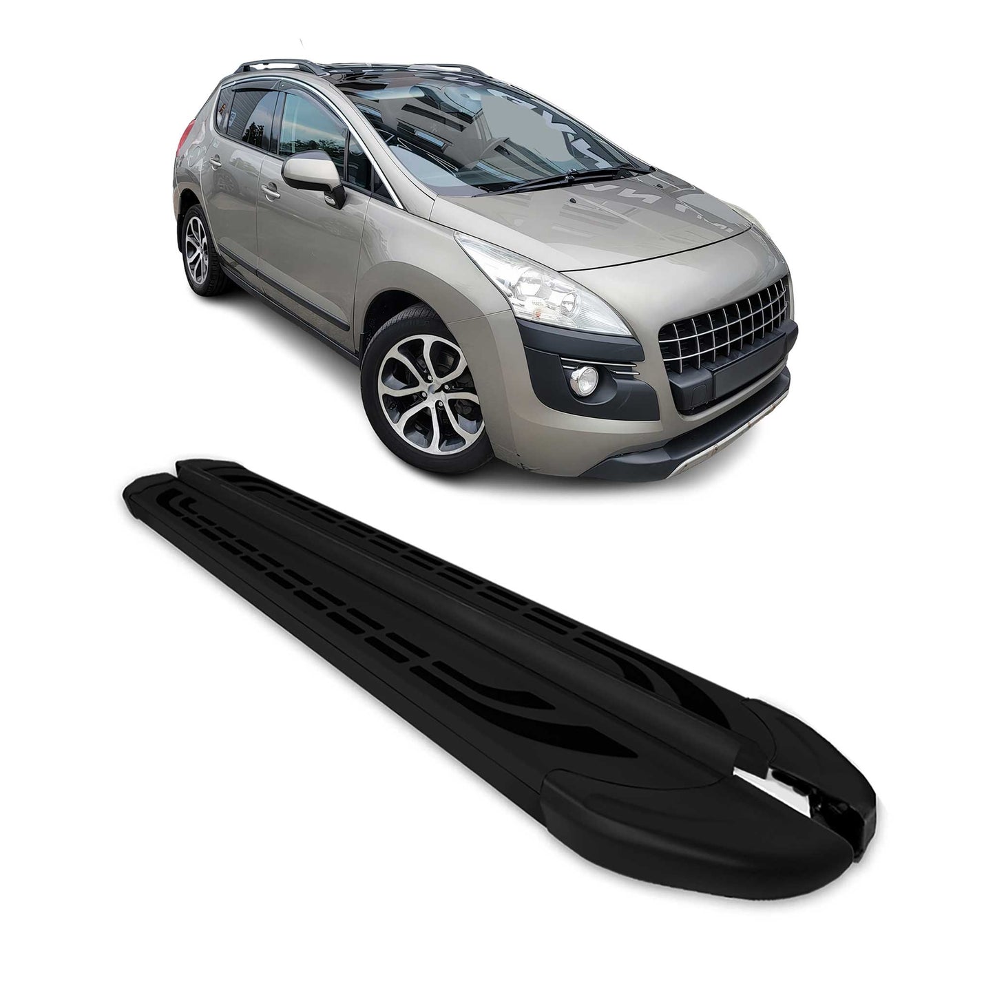 Trittbretter Seitenschweller Seitenbretter für Peugeot 3008 2009-16 Alu Schwarz