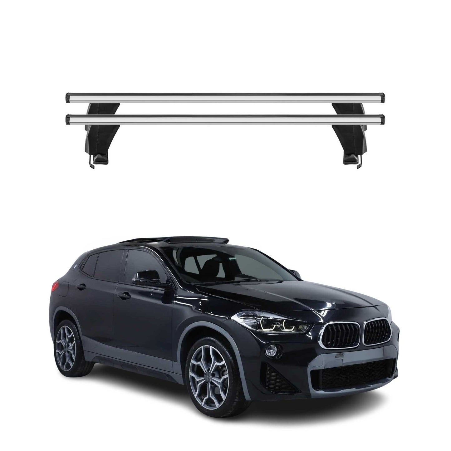 Menabo Dachträger Grundtäger für BMW X2 F39 2018-2023 50kg Alu Silber 2 tlg