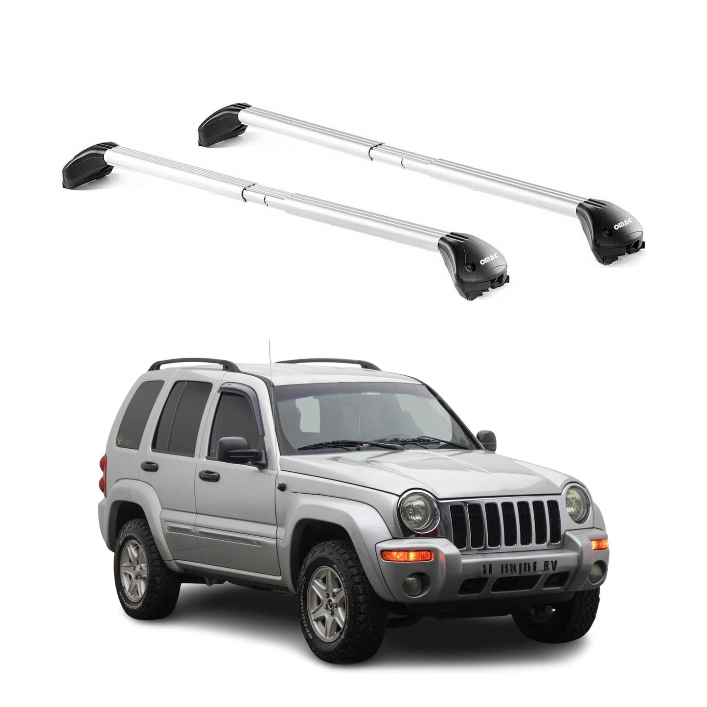 Dachträger Grundtäger für Jeep Cherokee KJ 2002-2007 100kg Alu Silber 2 tlg ABE